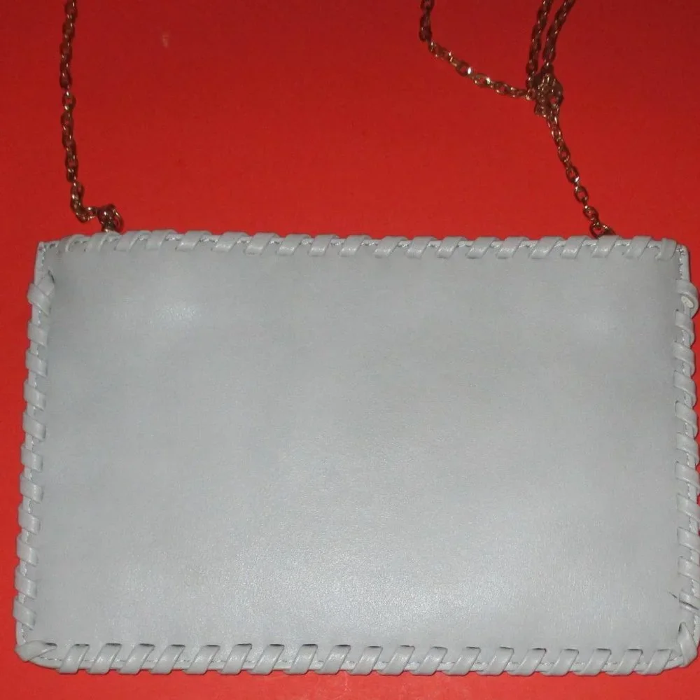 Small Gray Handbag Purse Gold Tone Chain Shoulder Strap Crossbody Bag Urban
